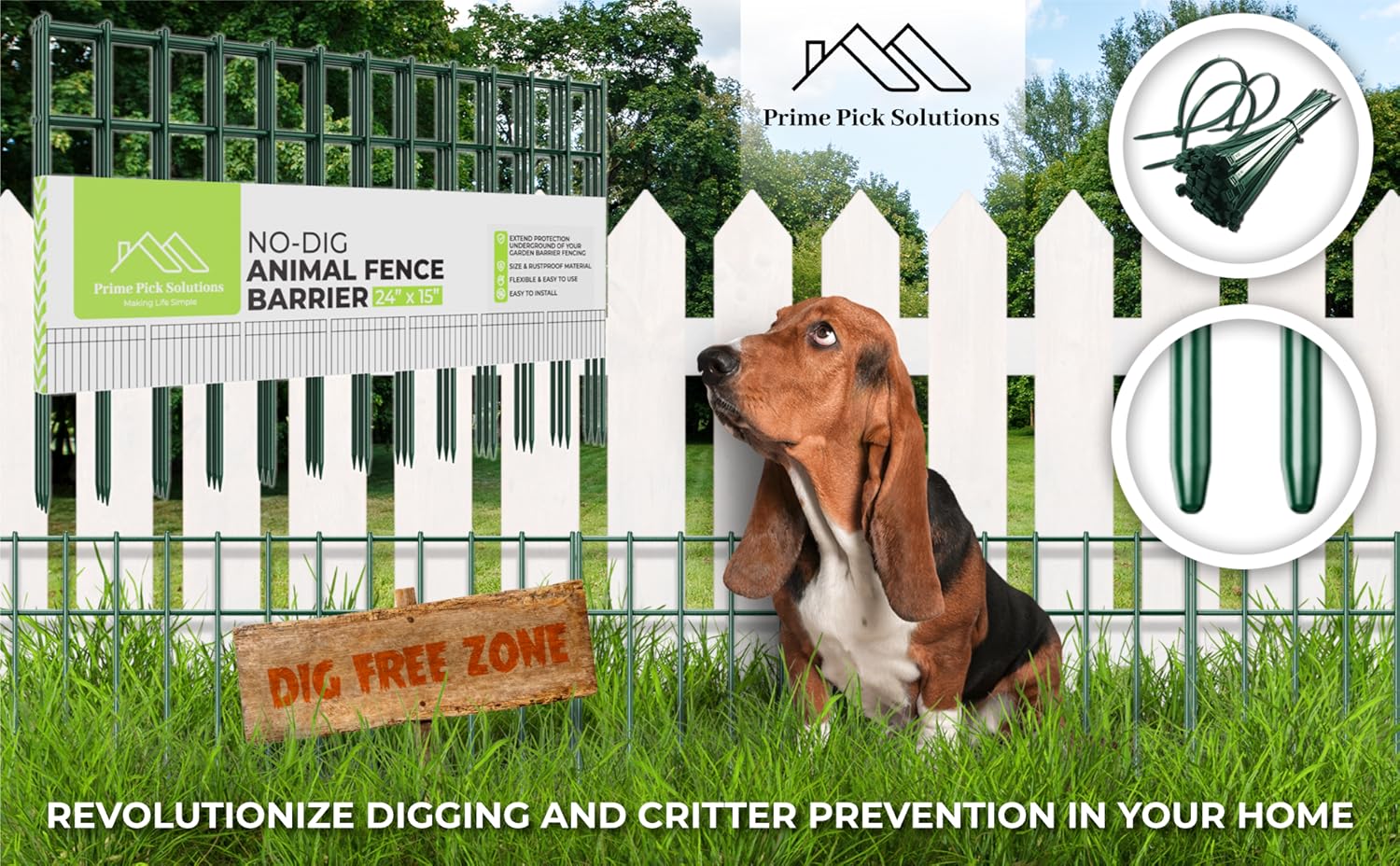 Prime Pick Solutions Animal No Dig Fence Green 15 Pack