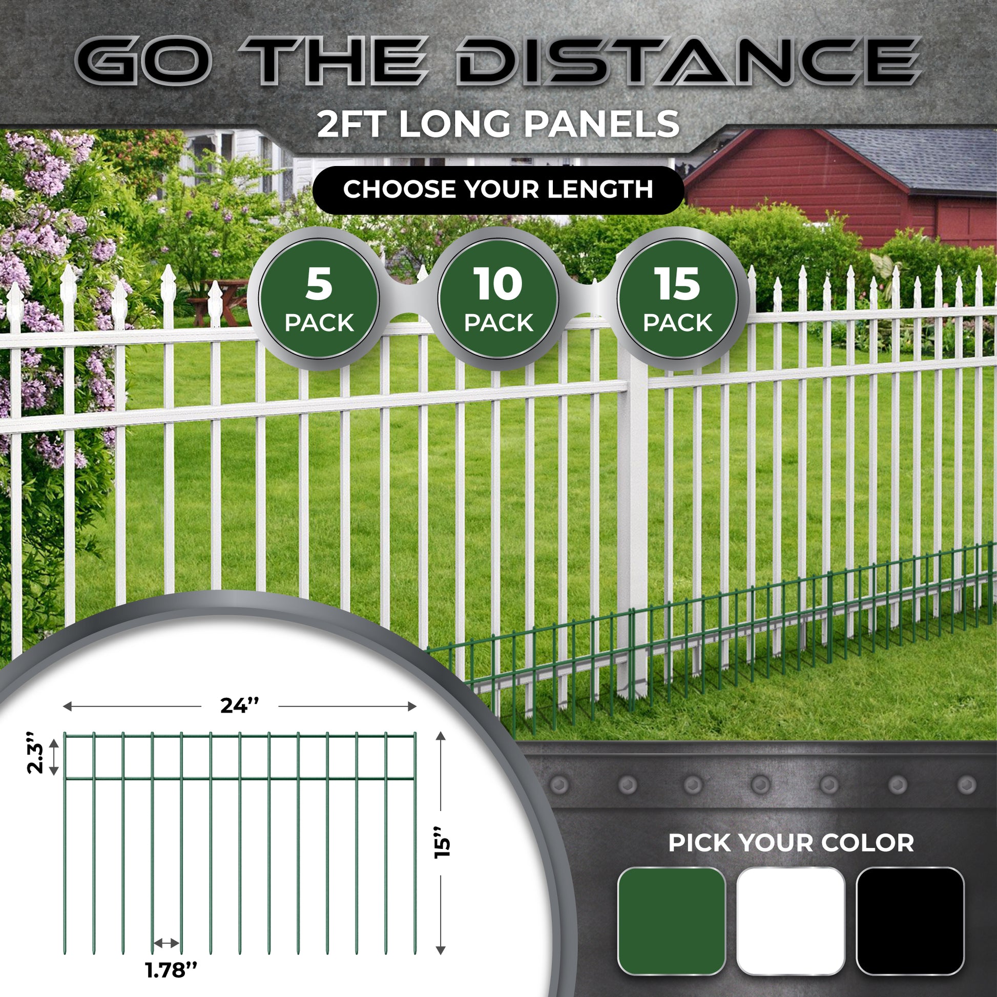Towallmark 15 Pack Animal Barrier Fence, 24x15in No Dig Fence Underground  Decorative Garden Fencing, Dog Rabbits Fences Metal Fences Panel Ground